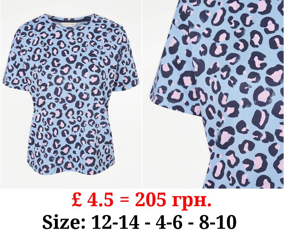 Blue Animal Print Pyjama T-Shirt