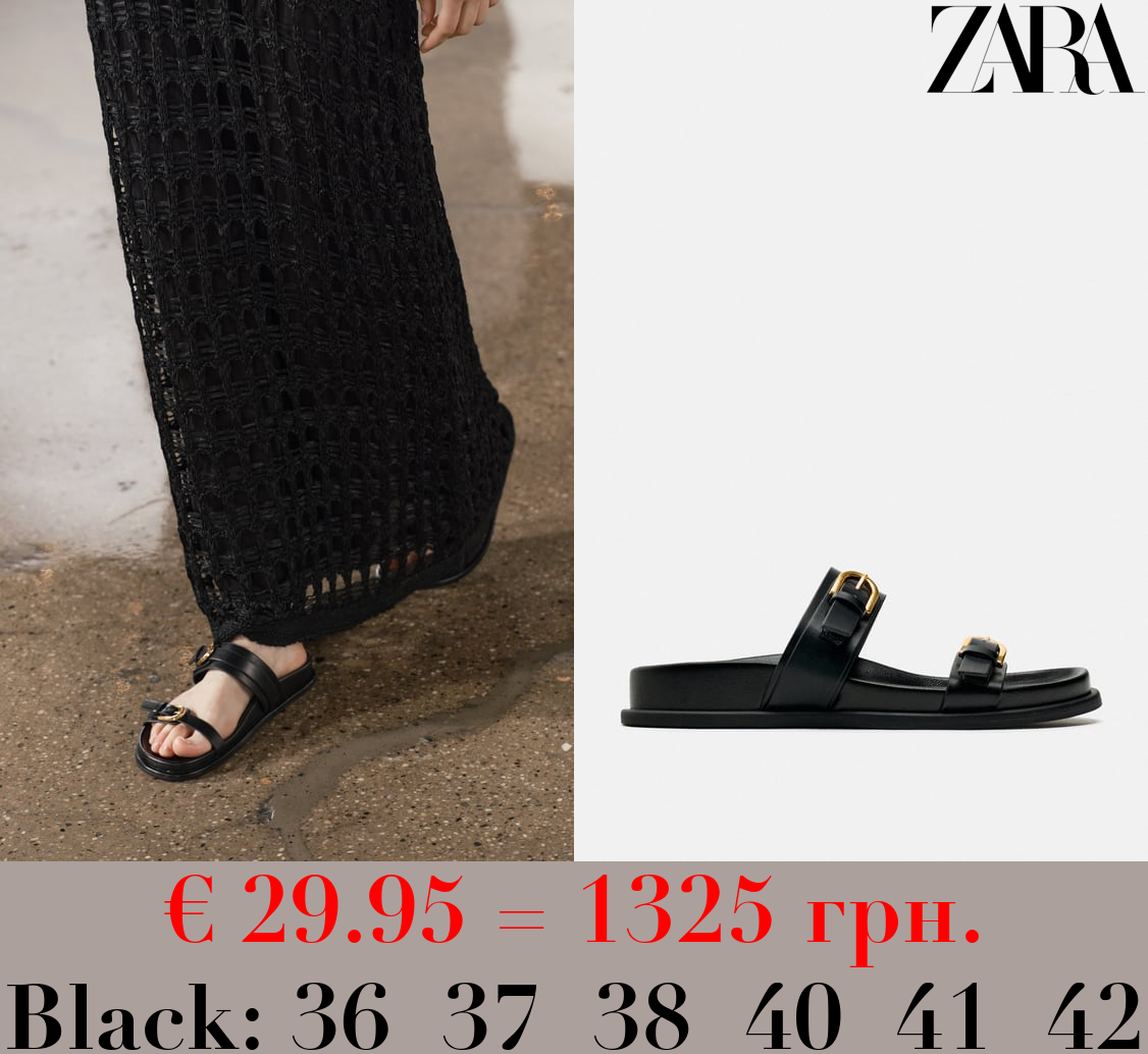 BUCKLED FLAT SLIDER SANDALS