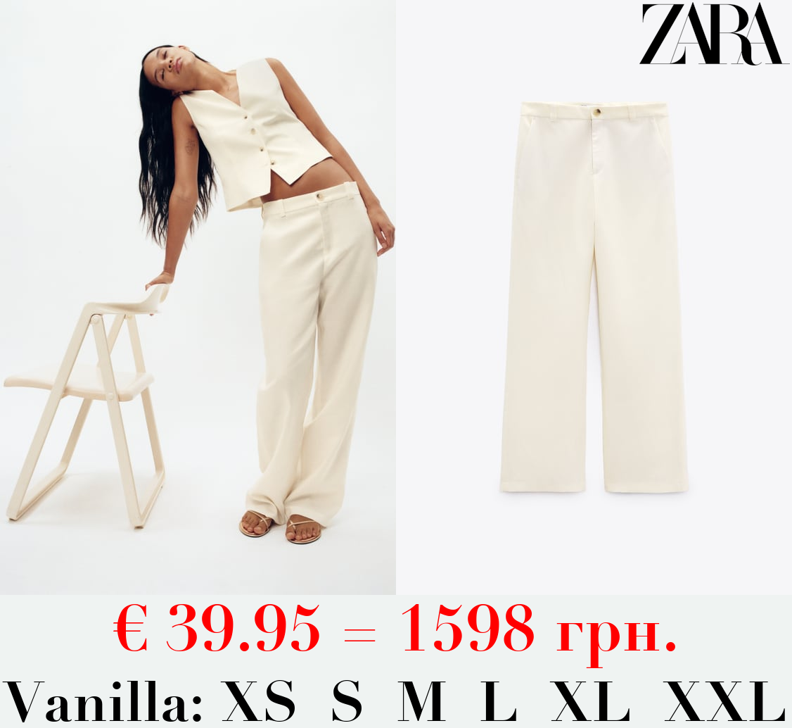 LINEN-BLEND FLARED TROUSERS