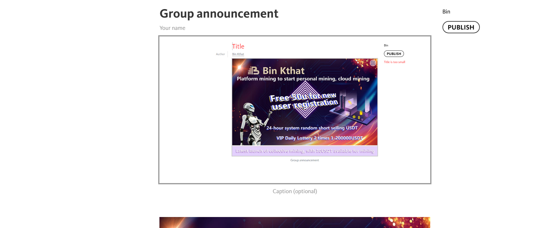 Group announcement Telegraph