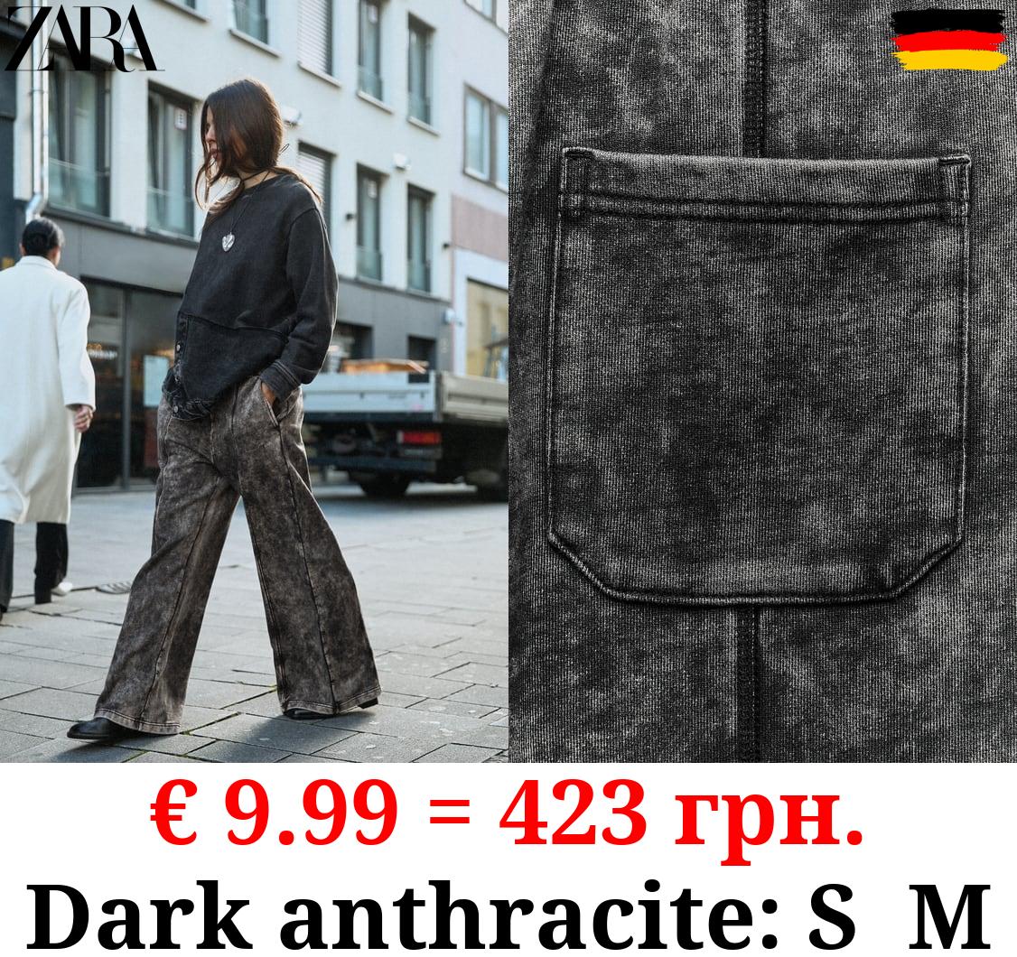 FADED-EFFECT PLUSH TROUSERS