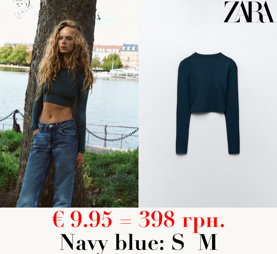 COTTON AND MODAL CROPPED T-SHIRT