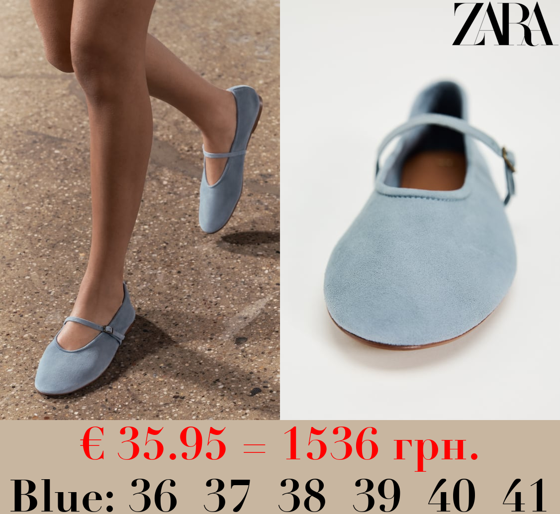 SOFT SUEDE BALLET FLATS WITH BUCKLE