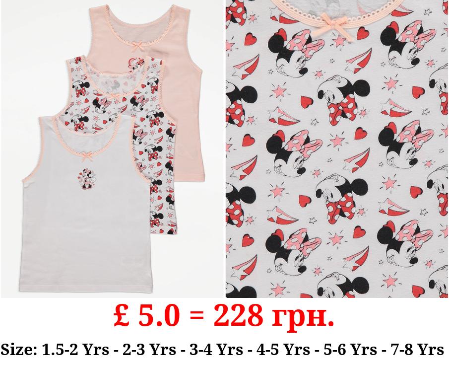 Disney Minnie Mouse Character Print Vests 3 Pack