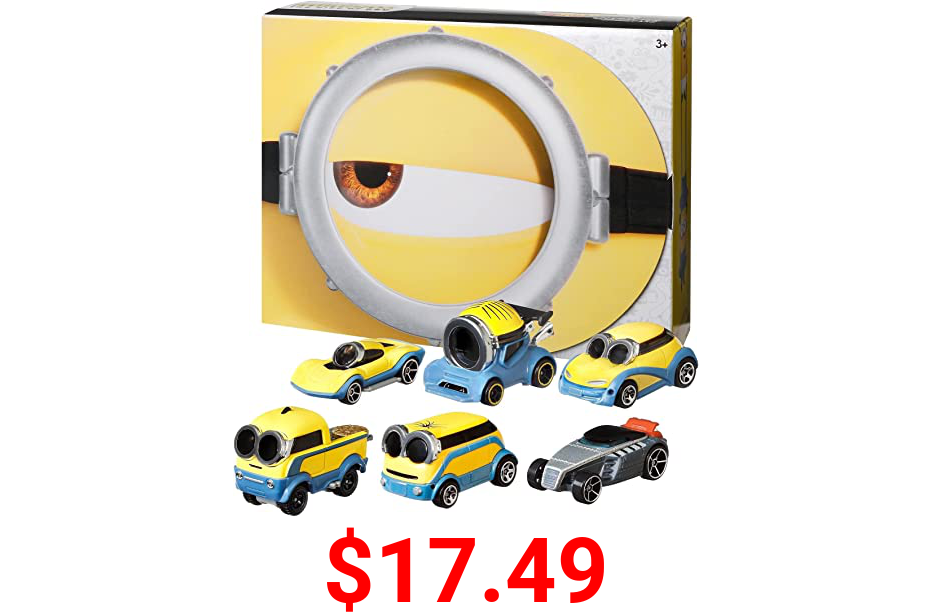 Hot Wheels Minions Bundle 6-Pack of Vehicles 1:64 Scale Themed to Minions: The Rise of Gru Movie, Character Cars, Gift for Ages 3 Years & Older [Amazon Exclusive]
