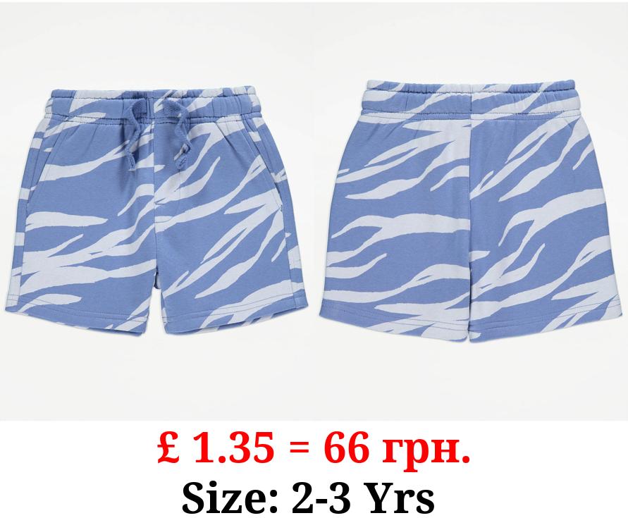 Blue Zebra Print Shorts