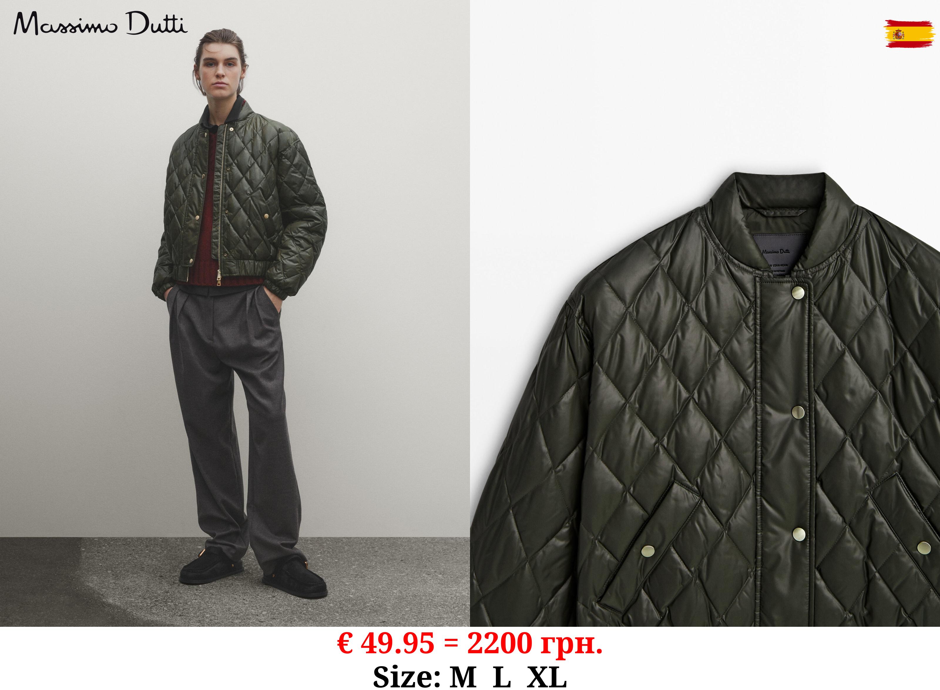 Down and feather padding diamond-design bomber jacket KHAKI