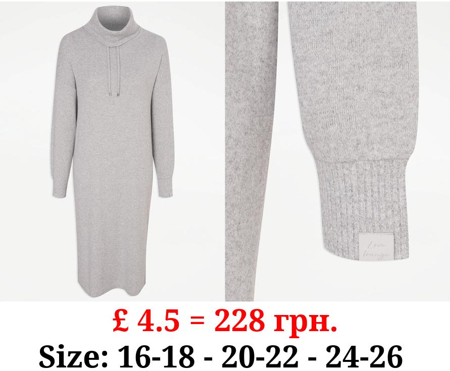 Grey Cowl Neck Snit Loungewear Dress