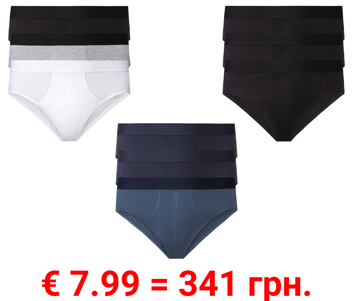LIVERGY® Herren Slips, 3 Stück, mit hohem Baumwollanteil