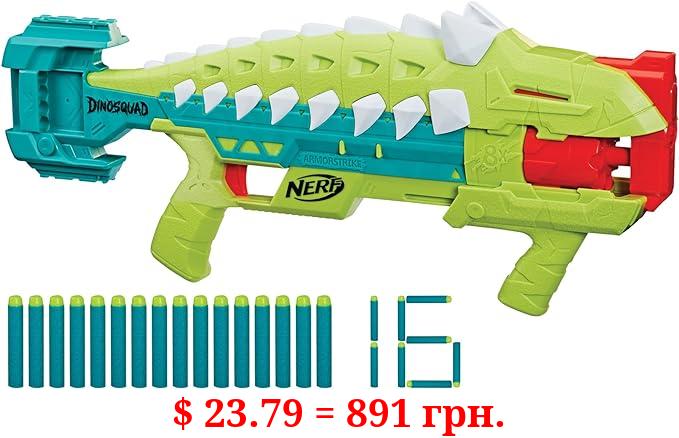 NERF DinoSquad Armorstrike Dart Blaster, 16 Darts, Indoor and Outdoor Games, Dinosaur Toys for 8 Year Old Boys and Girls and Up