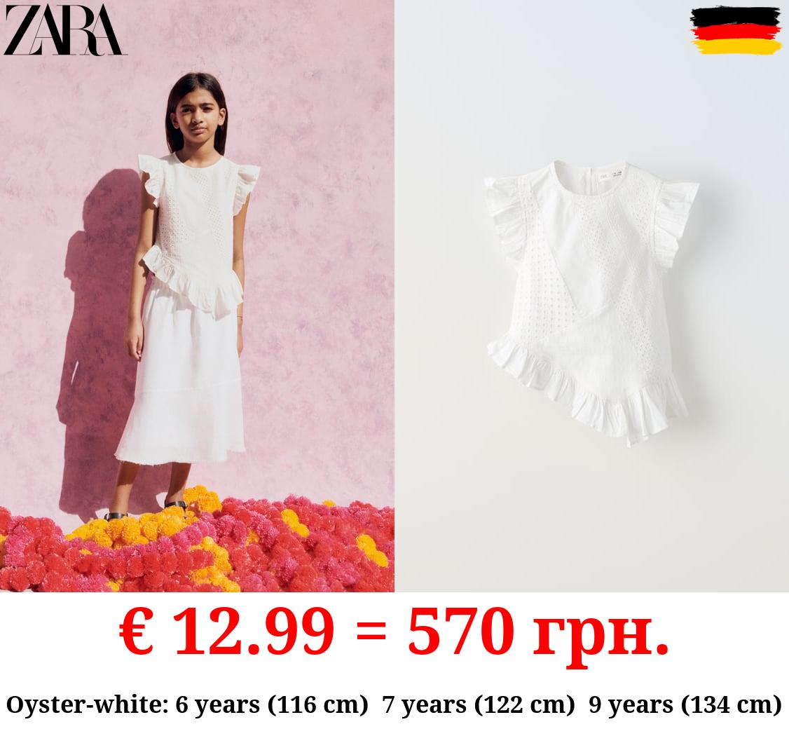 EMBROIDERED BLOUSE WITH RUFFLES