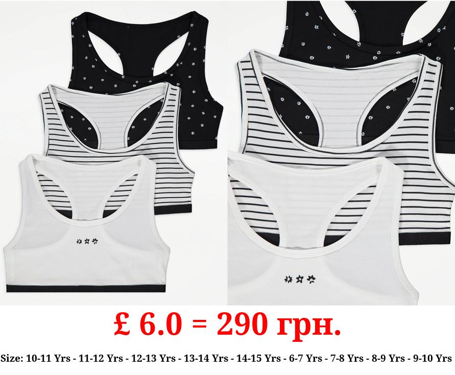 Flower and Stripe Racer Back Crop Tops 3 Pack