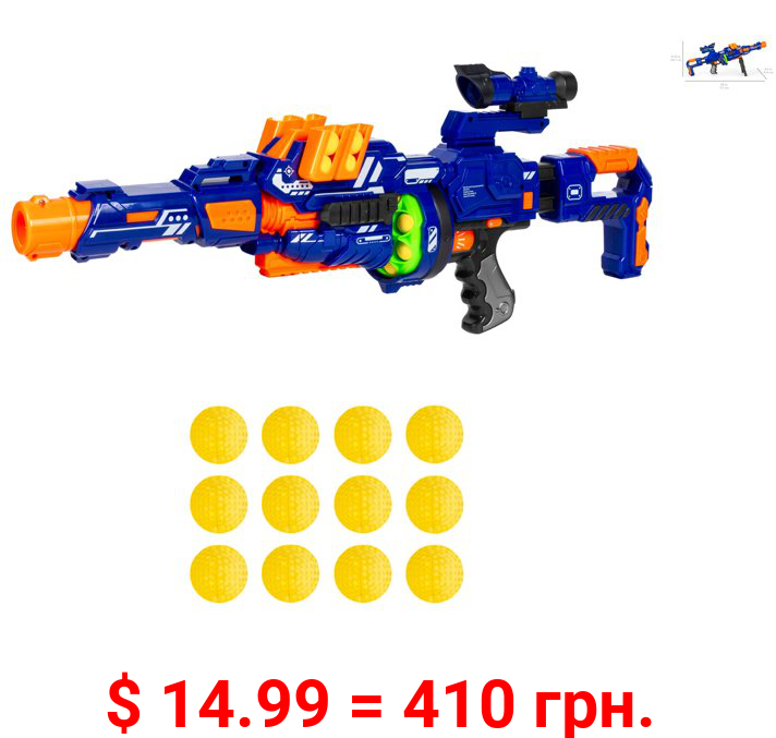 Best Choice Products Electric Customizable Soft Foam Ball Long-Distance Blaster Toy w/ Barrel Extension, 12 Balls, Bipod