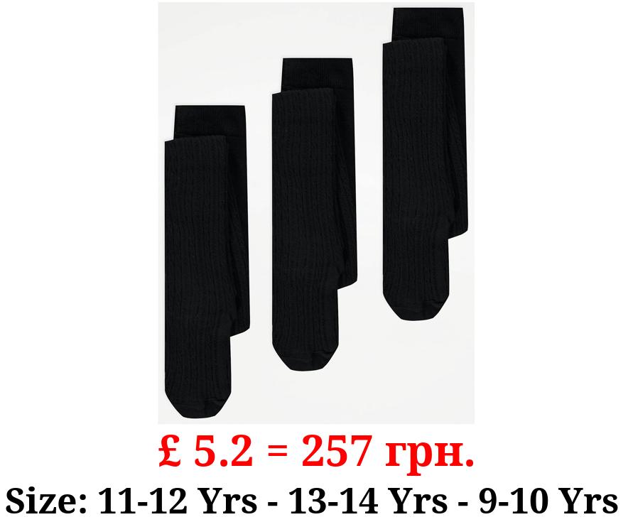 Black Cable Knit Tights 3 Pack