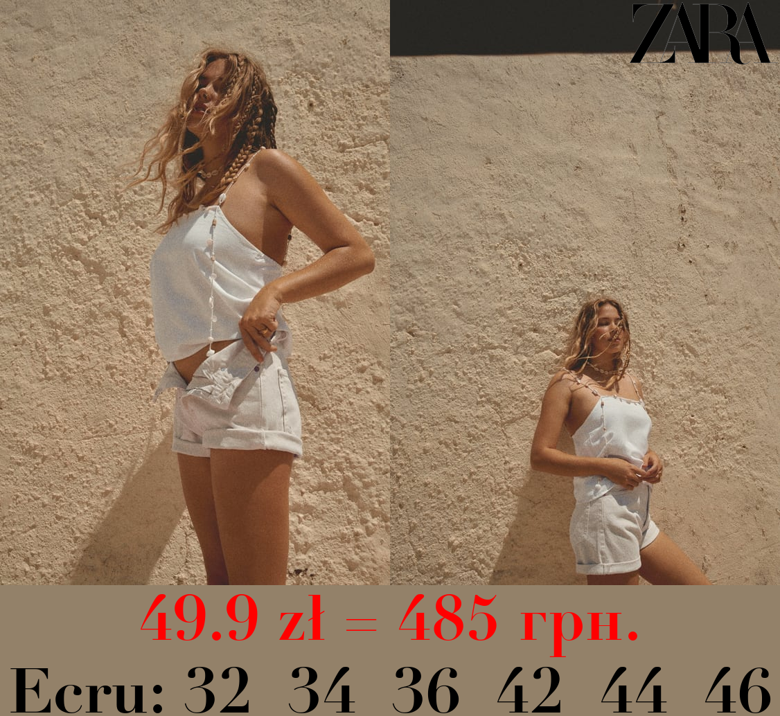 TRF HIGH-RISE MOM FIT DENIM BERMUDA SHORTS