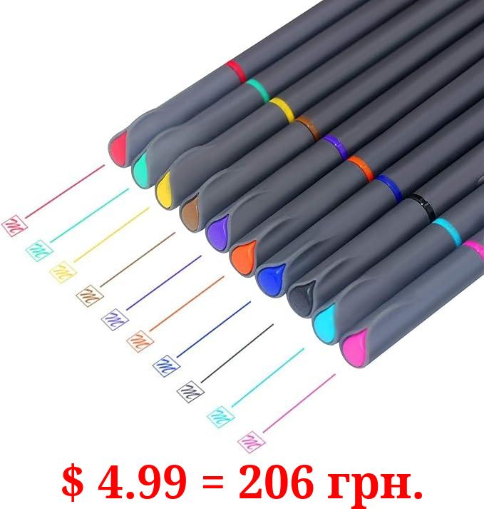 MyLifeUNIT Fineliner Color Pen Set, 0.4mm Colored Fine Liner Sketch Drawing Pen, Pack of 10 Assorted Colors