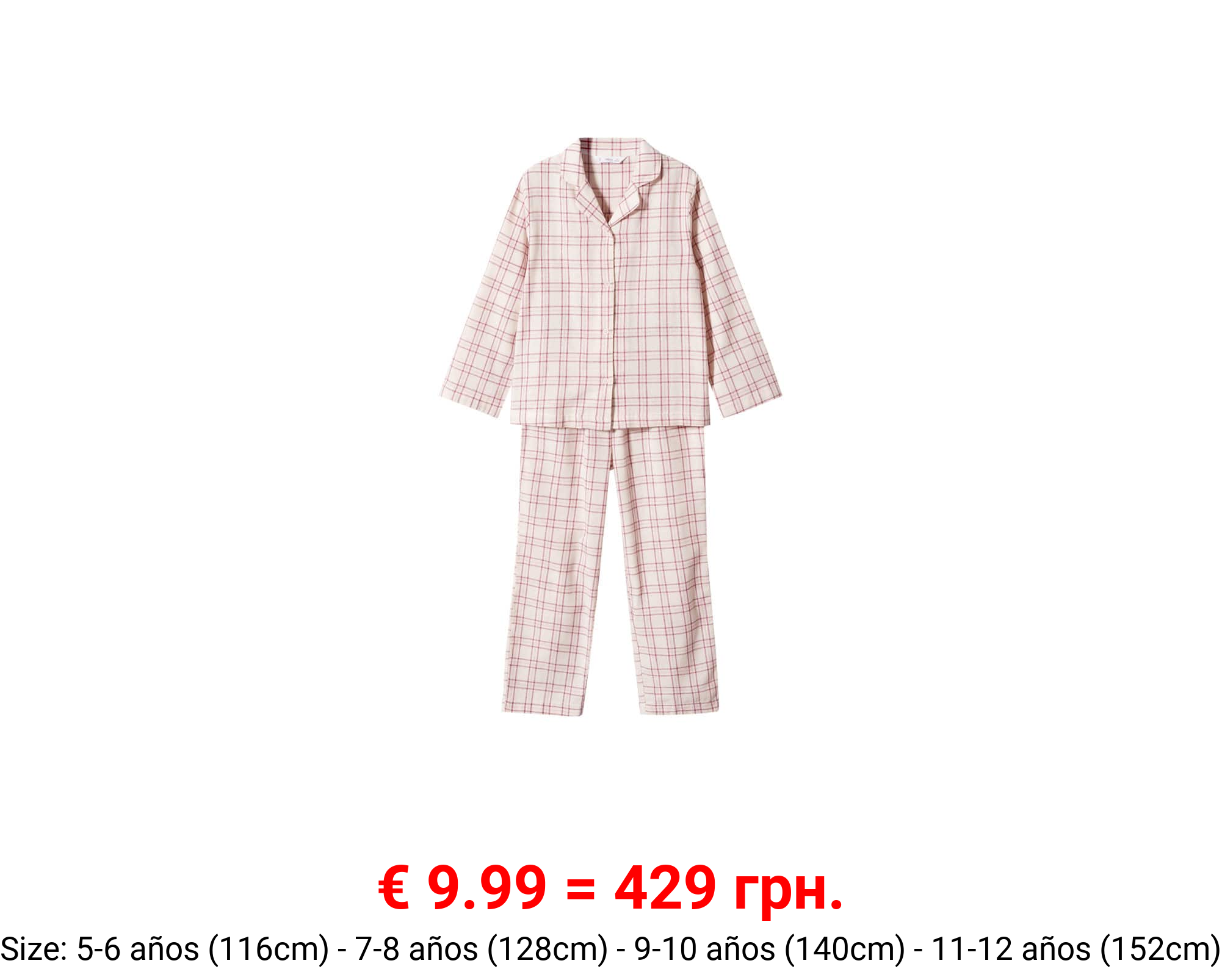 Pijama dos piezas largo cuadros