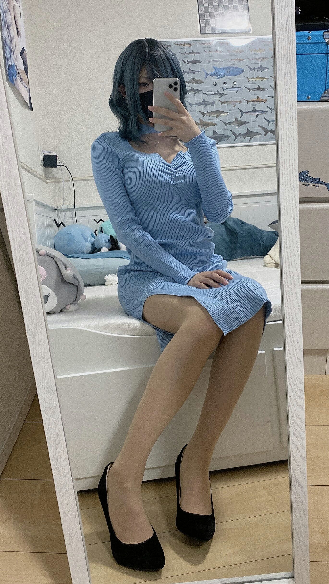 御伽樒 蓝卫衣+猫耳束缚 59