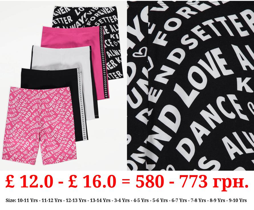 Love Always Slogan Cycling Shorts 5 Pack