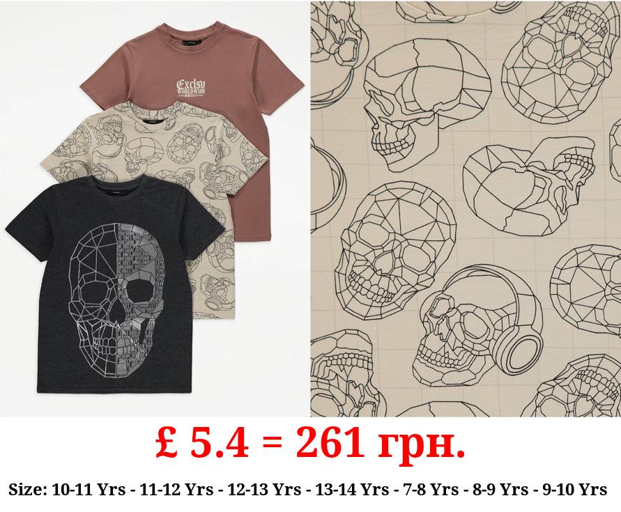 Geometric Skull T-Shirts 3 Pack