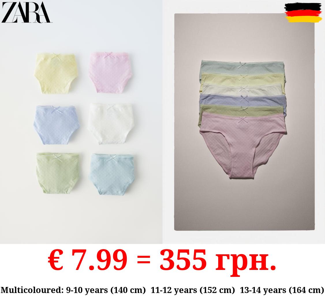 6-14 YEARS/ PACK OF SIX TEXTURED BRIEFS