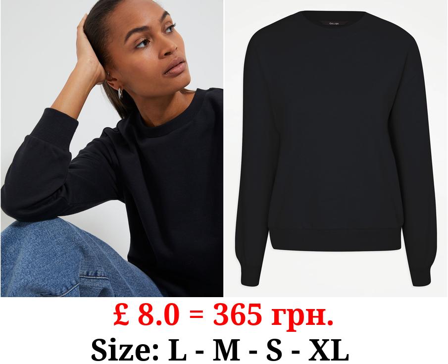 Black Basic Crew Sweatshirt