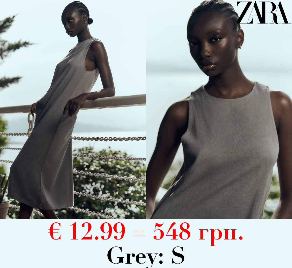 CONTRAST LINEN BLEND DRESS