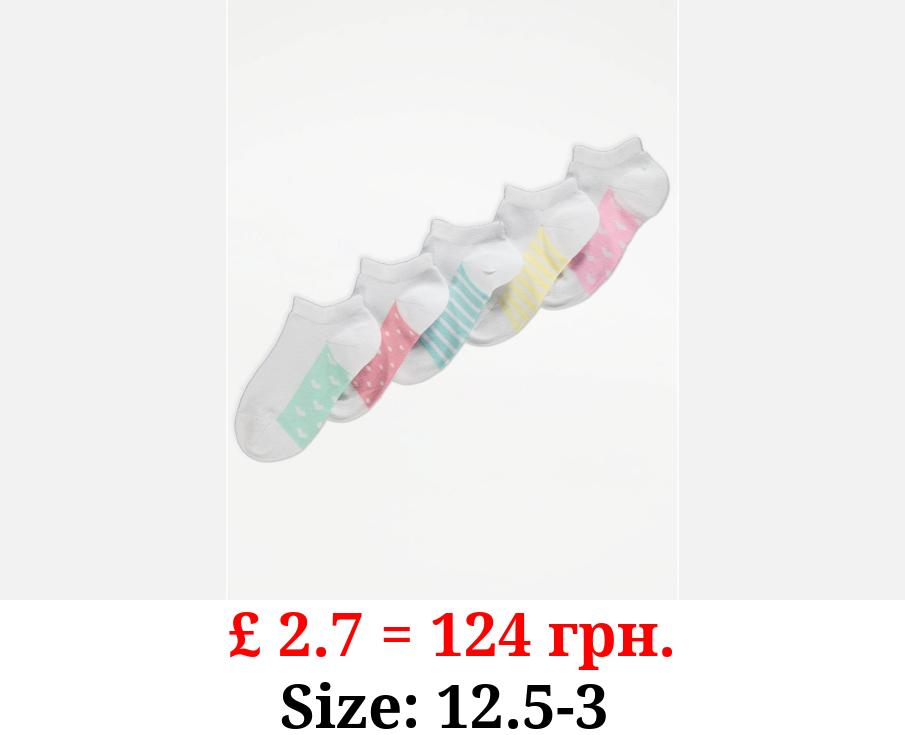 Pastel Striped Trainer Liner Socks 5 Pack