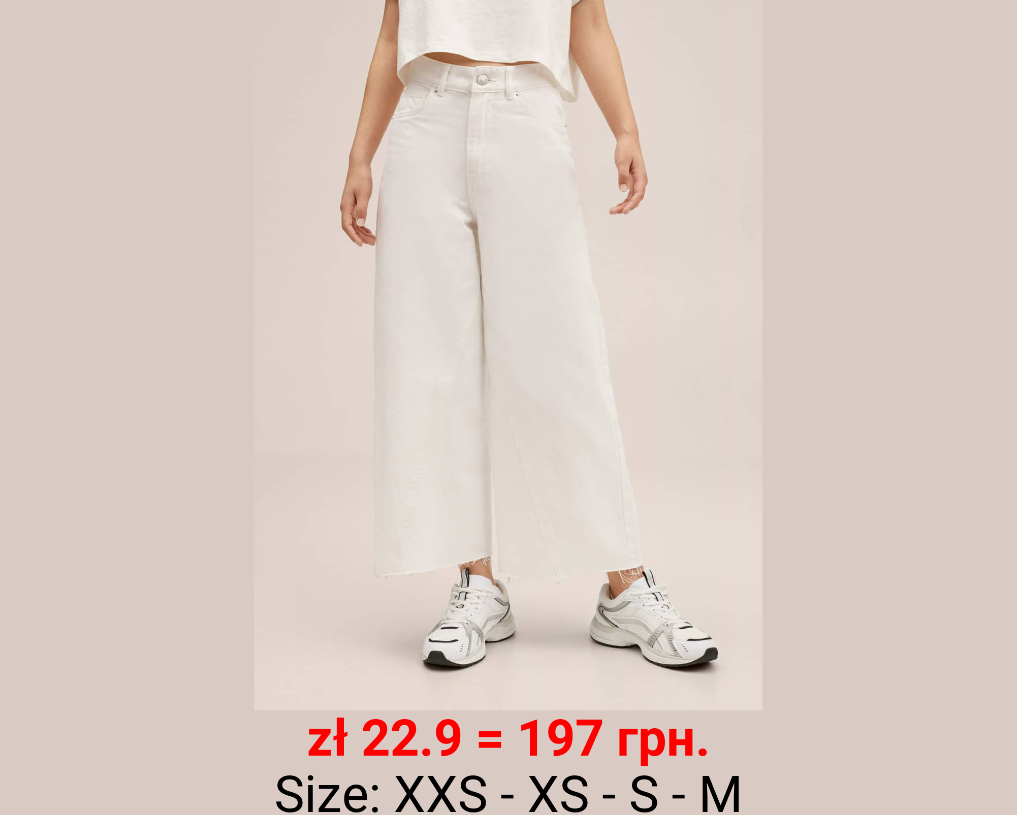 Jeans culotte bajo deshilachado