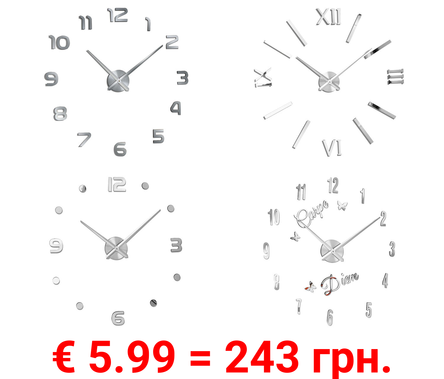 AURIOL® Wanduhr »Do-it-yourself«, Ø 90-120 cm