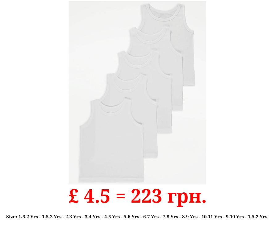 Plain White Vests 5 Pack