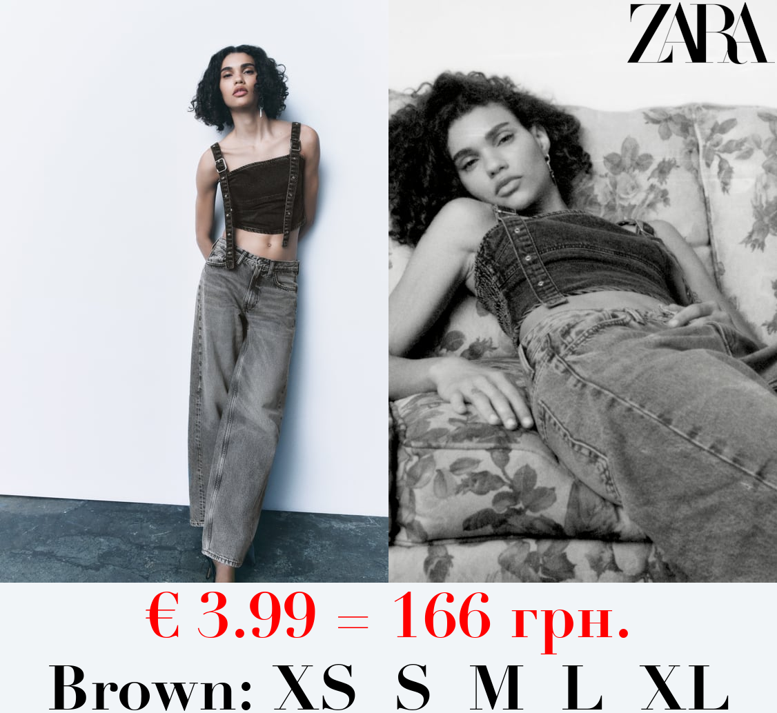 TRF DENIM TOP WITH BUCKLES