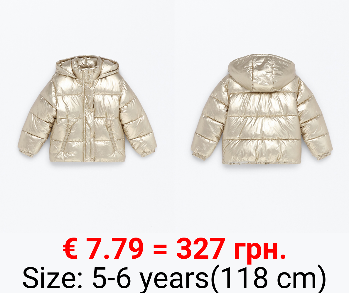 Metallic puffer jacket