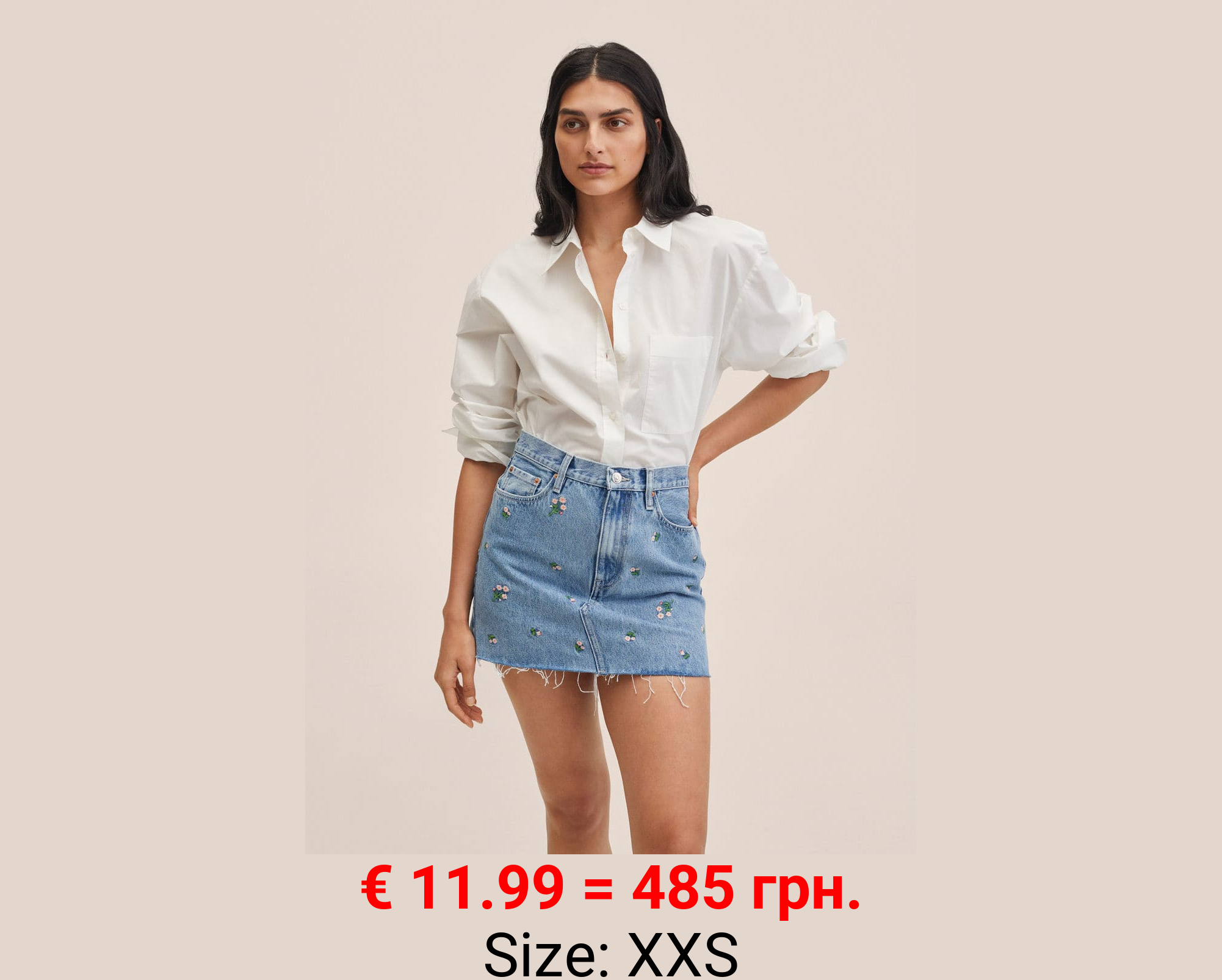 Falda vaquera bordado floral