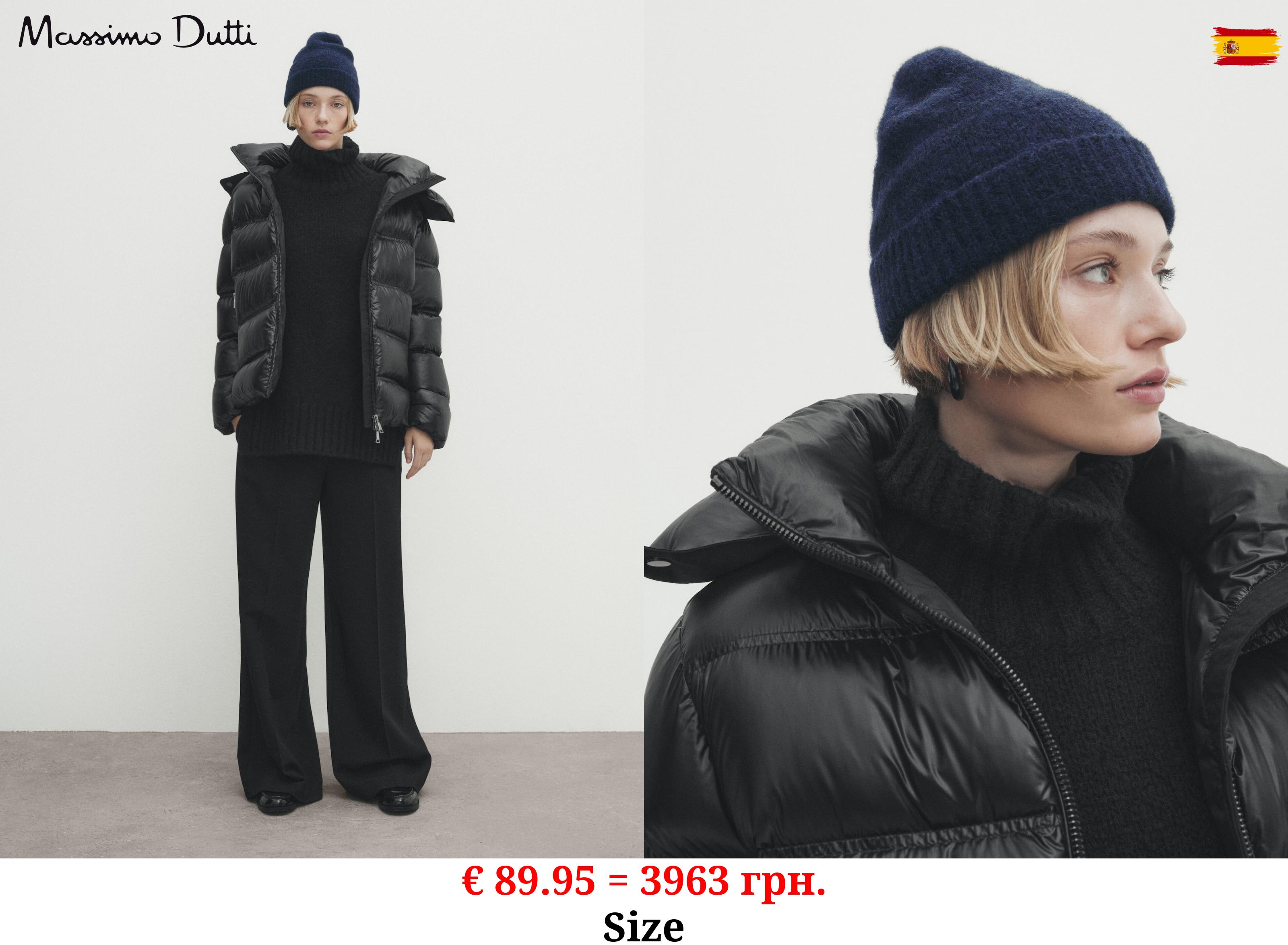 Jacket with down and feather padding and contrast hood BLACK