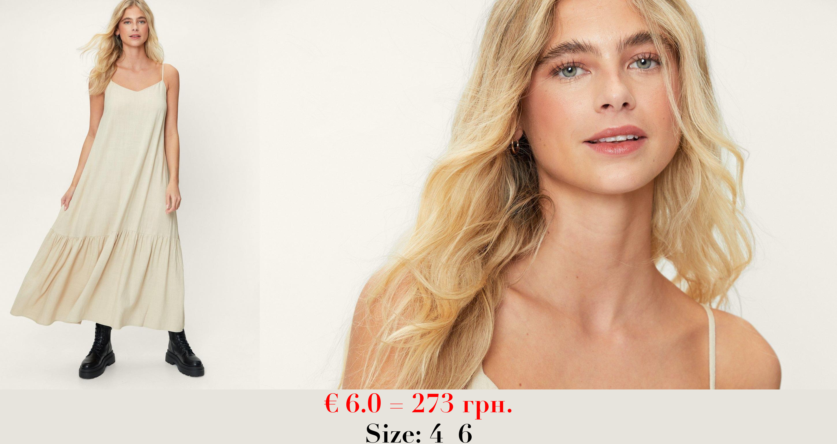 Linen Strappy Drop Hem Midi Dress