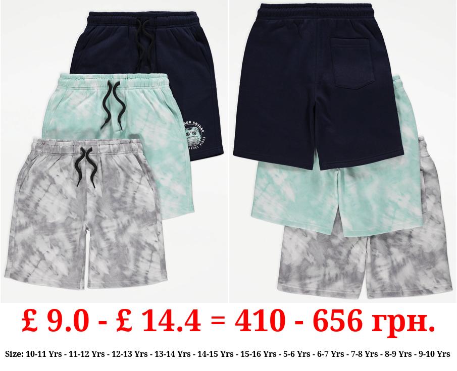 Grey Gamer Skills Tie Dye Shorts 3 Pack