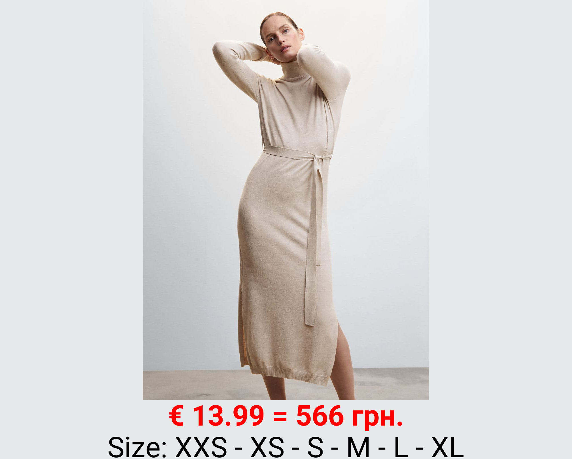 Vestido punto cuello vuelto