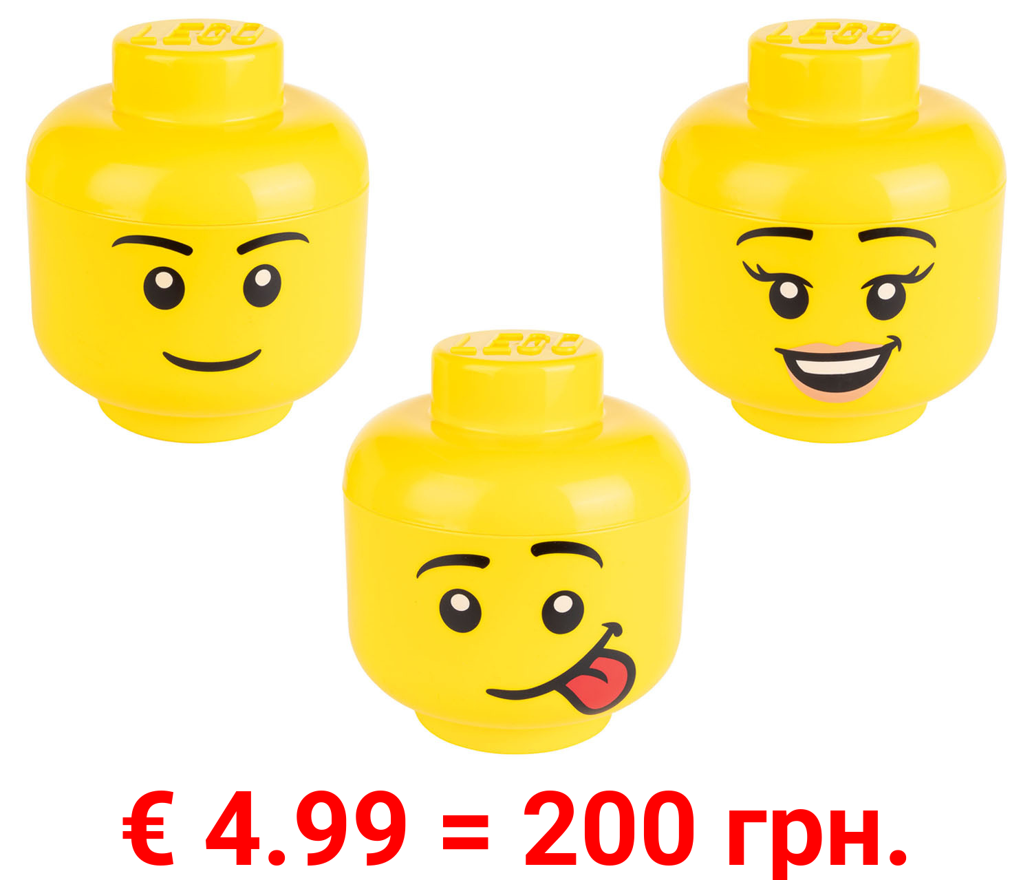 Aufbewahrungsbox in Legokopf-Form, 2-teilig, stapelbar