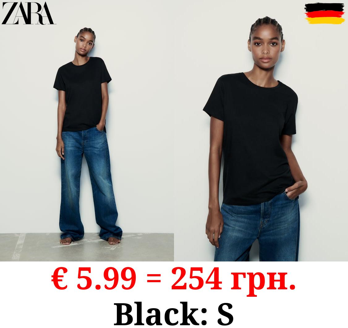 BASIC T-SHIRT WITH ASYMMETRIC HEM