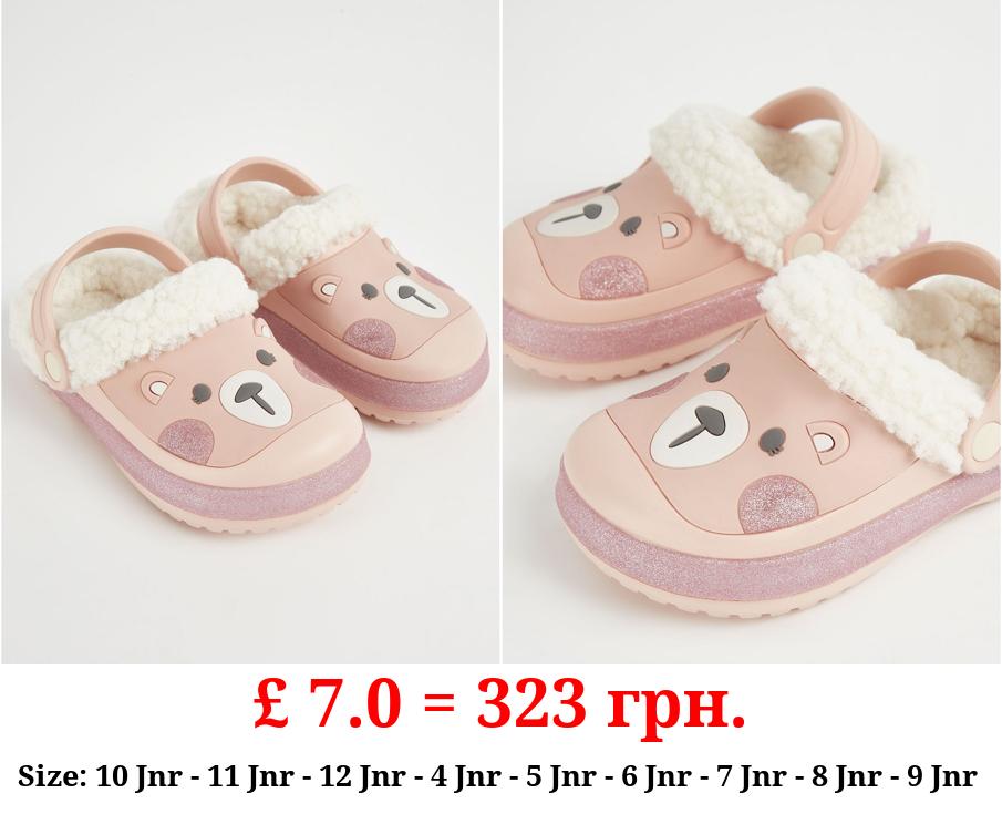 Pink Bear Borg Lined Clogs