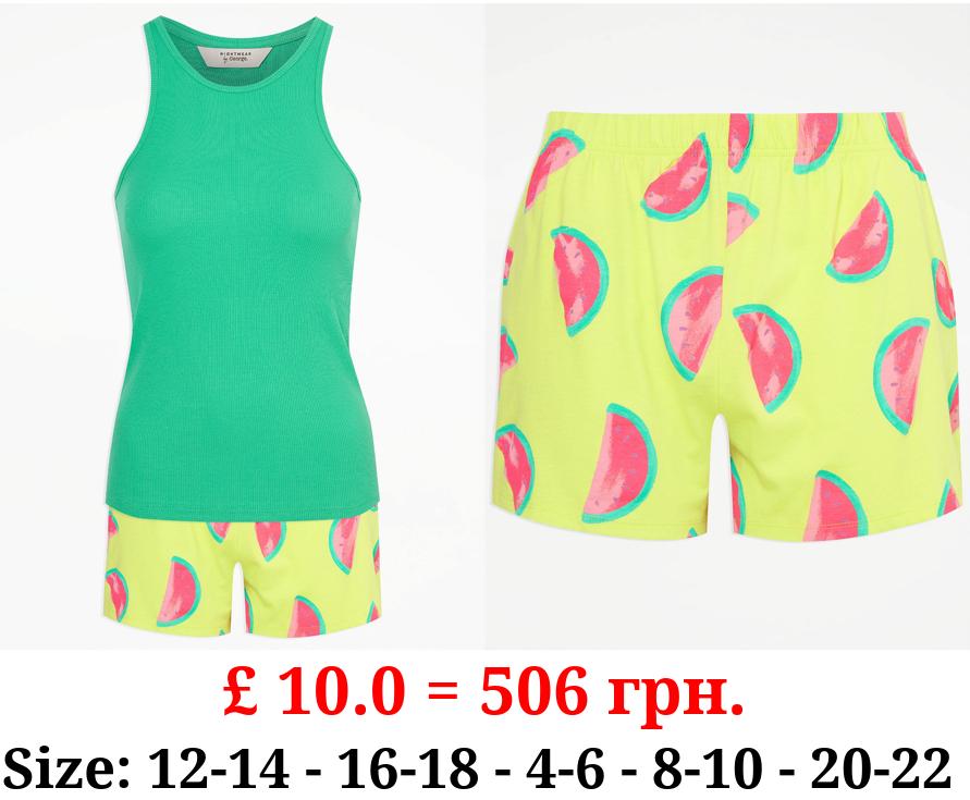 Green Watermelon Vest Short Pyjamas
