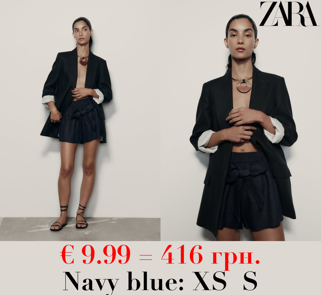 LINEN BERMUDA SHORTS WITH TIE DETAIL