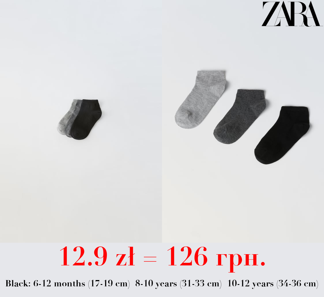 THREE-PACK OF BASIC ANKLE SOCKS