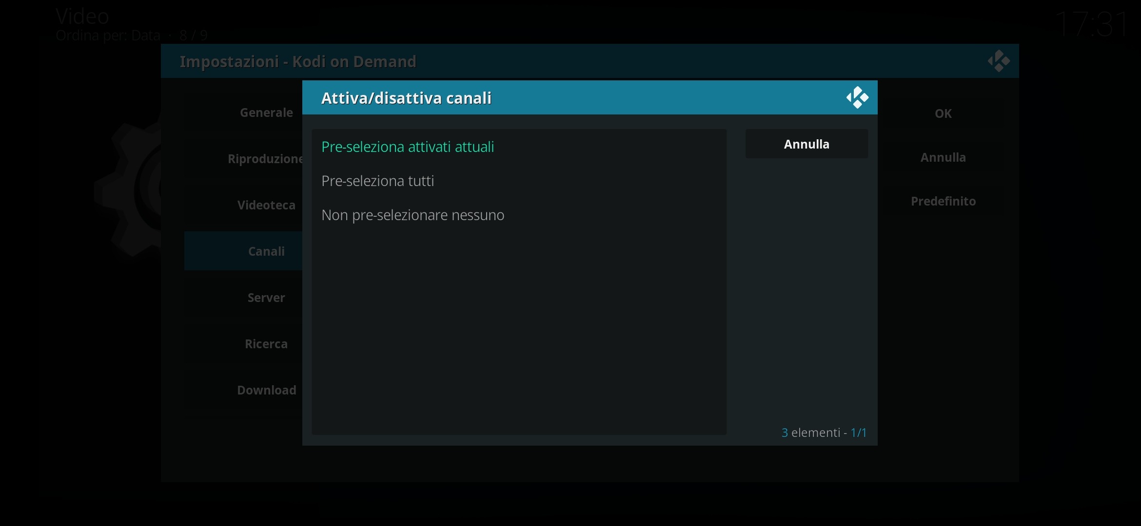 Attiva/disattiva canali