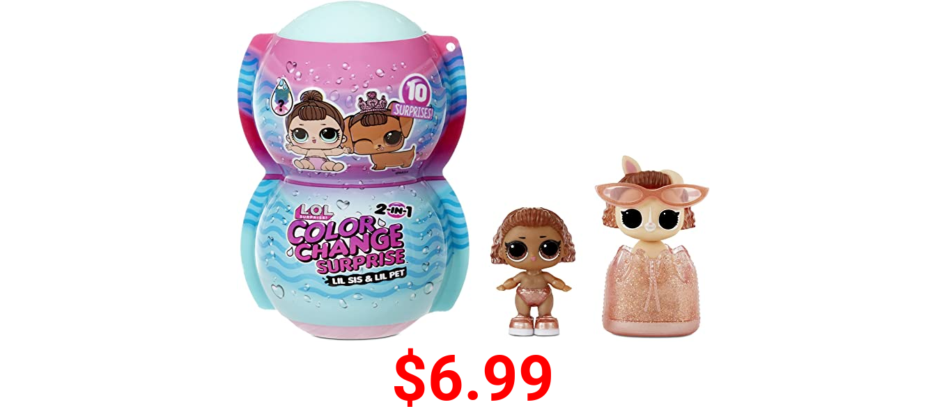 2-n-1 LOL Surprise Me & My Lil Sis & Lil Pet Color Change Surprise™ with 10 Surprises - Great Gift for Kids Ages 4+
