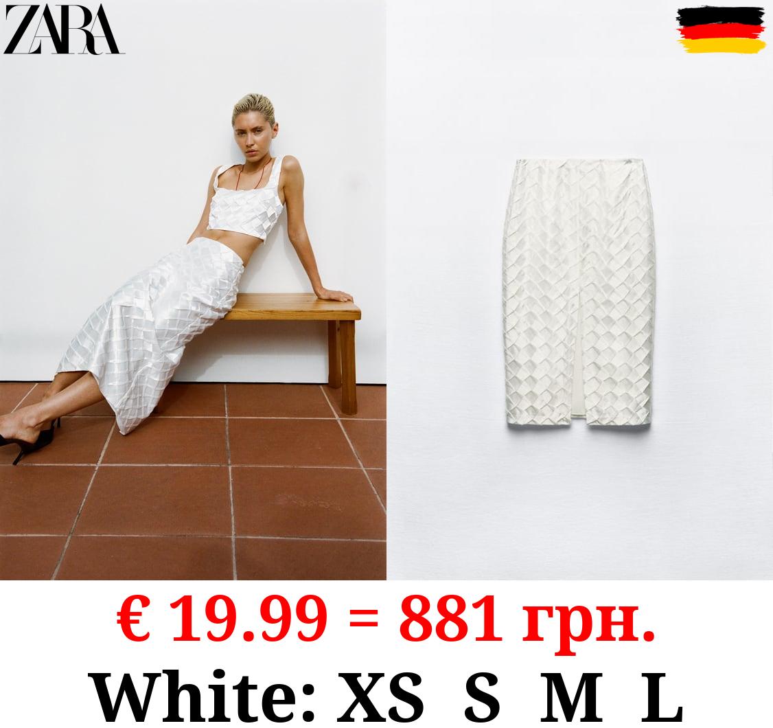 SATIN MIDI SKIRT WITH DIAMOND DESIGN