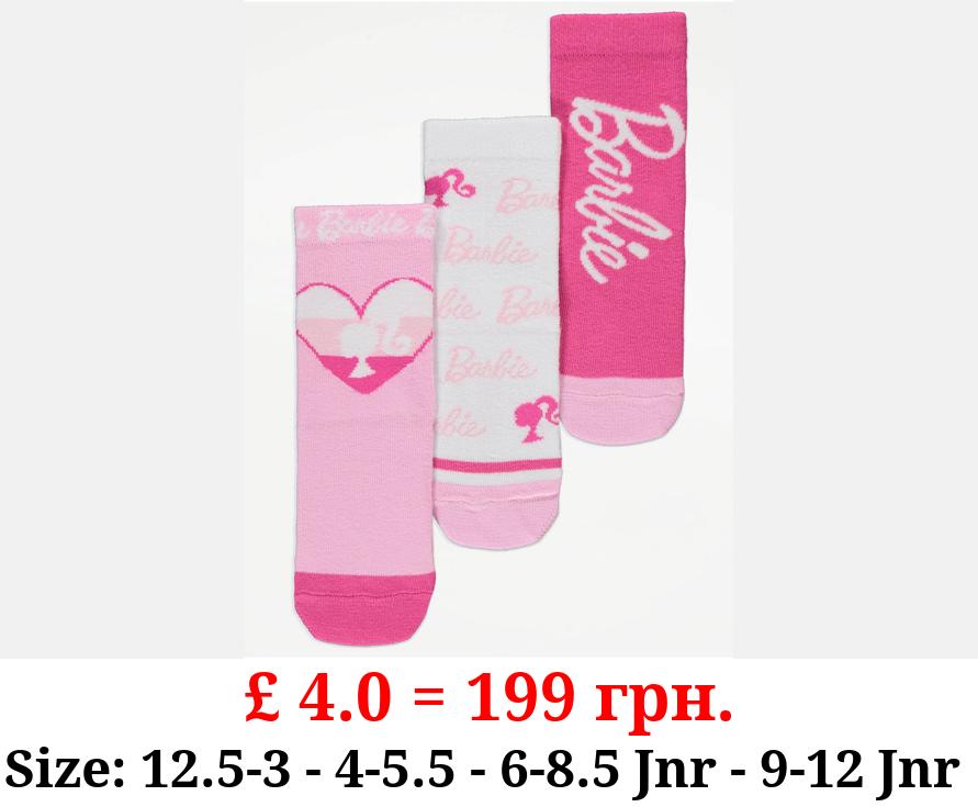 Barbie Pink Slogan Ankle Socks 3 Pack