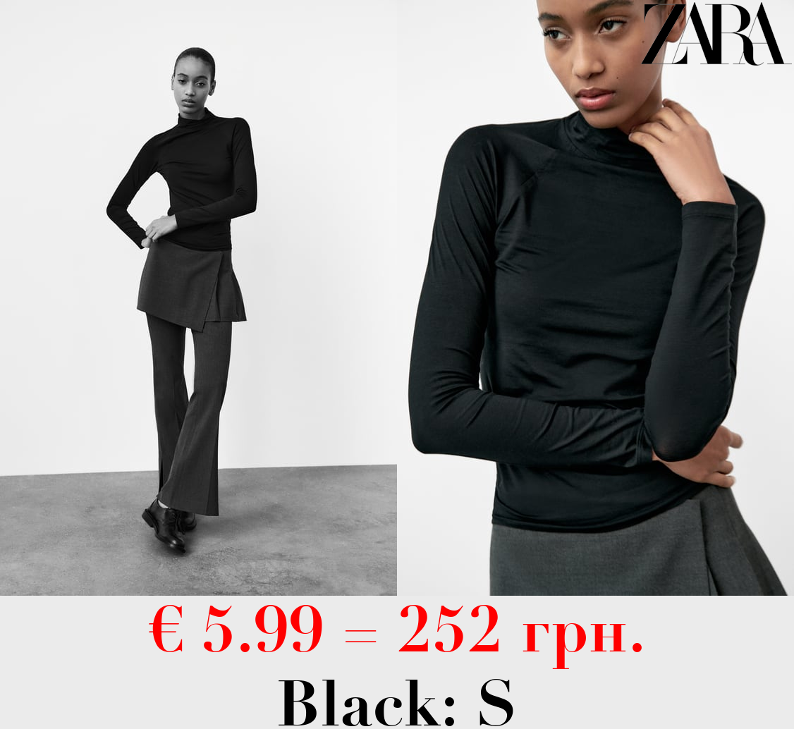 MERCERISED COTTON HIGH NECK TOP