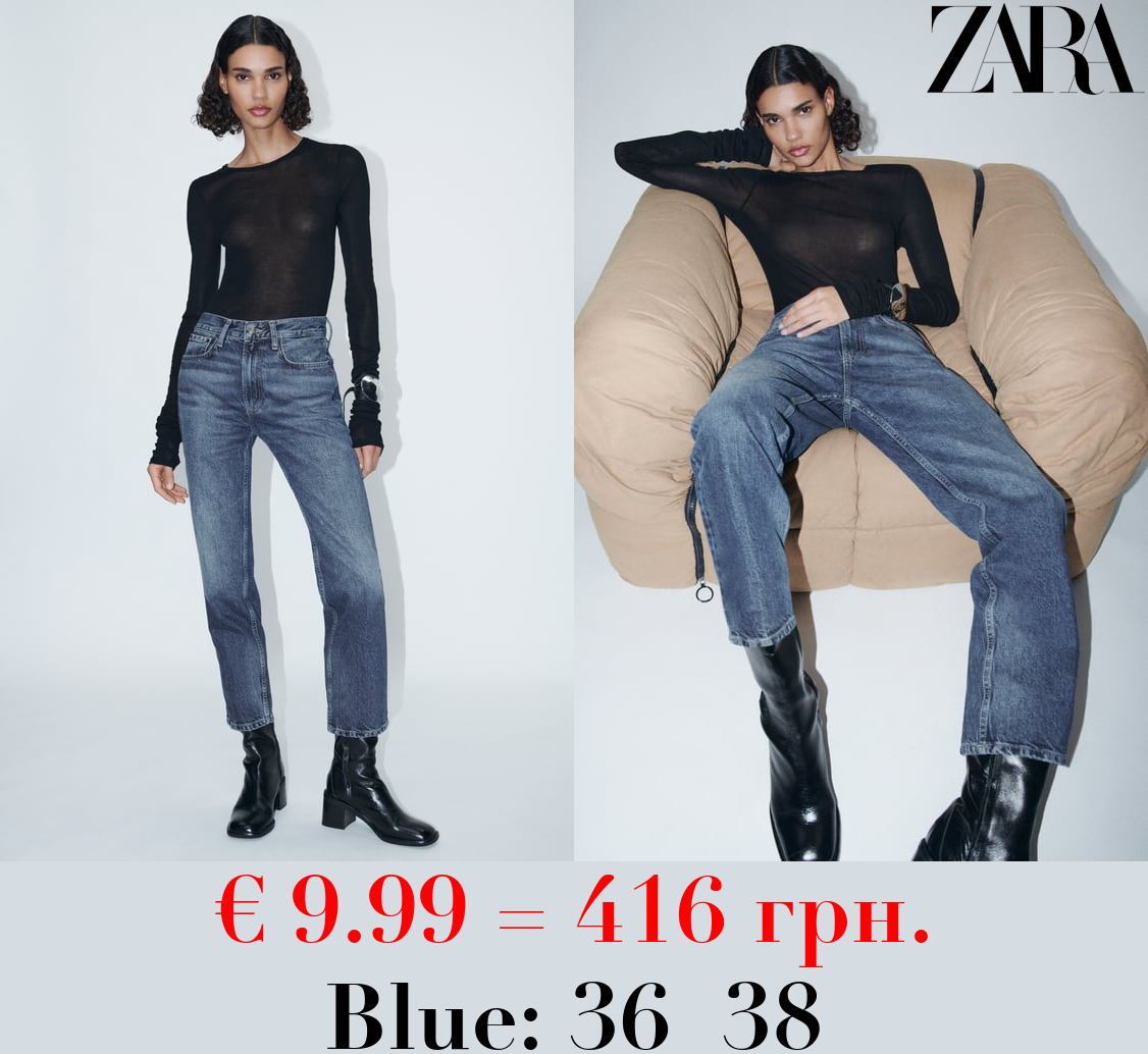 ZW COLLECTION STRAIGHT LEG MID-RISE CROPPED JEANS